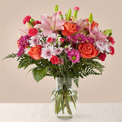 Premium-5 Roses, Clear Vase