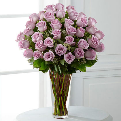 Ultra Premium-36 Lavender Premium Roses Design Vase