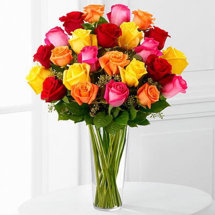 Premium-24 Mix Color Premium Roses Design Vase