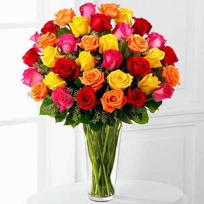 Ultra Premium-36 Mix Color Premium Roses Design Vase