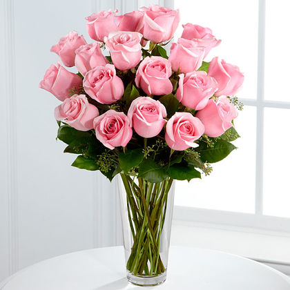 Deluxe-18 Pink Roses Premium Design Vase