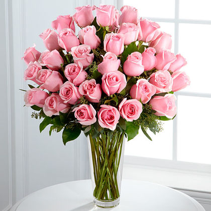 Ultra Premium-36 Pink Roses Premium Design Vase