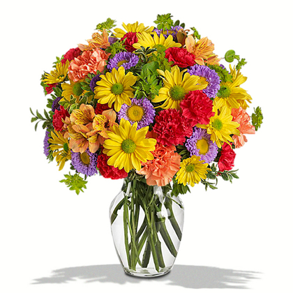 Premium-14 stems of florals and foliage with Vase